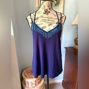 Express Cobalt Blue Embroidered Racerback Tank Top Sz Med.